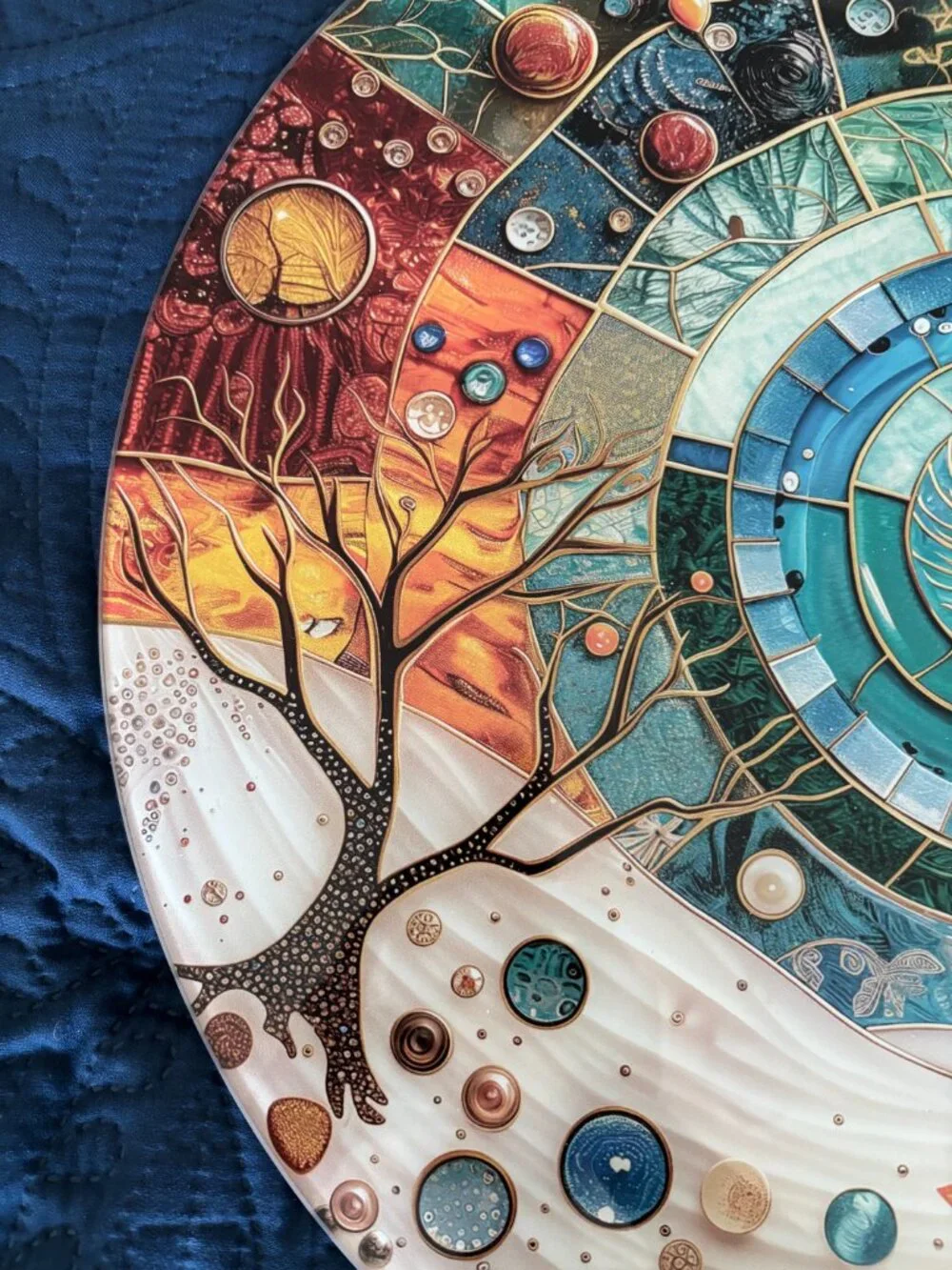Tree Of Life, Lumina, Tempered Glass Round Wall Art, 18.5 inches